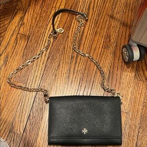 Tory Burch Black Crossbody Bag with Gold Chain